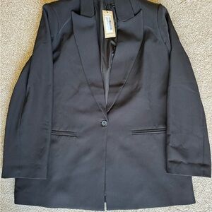 Nasty Gal Oversized Black Single-Button Blazer Coat